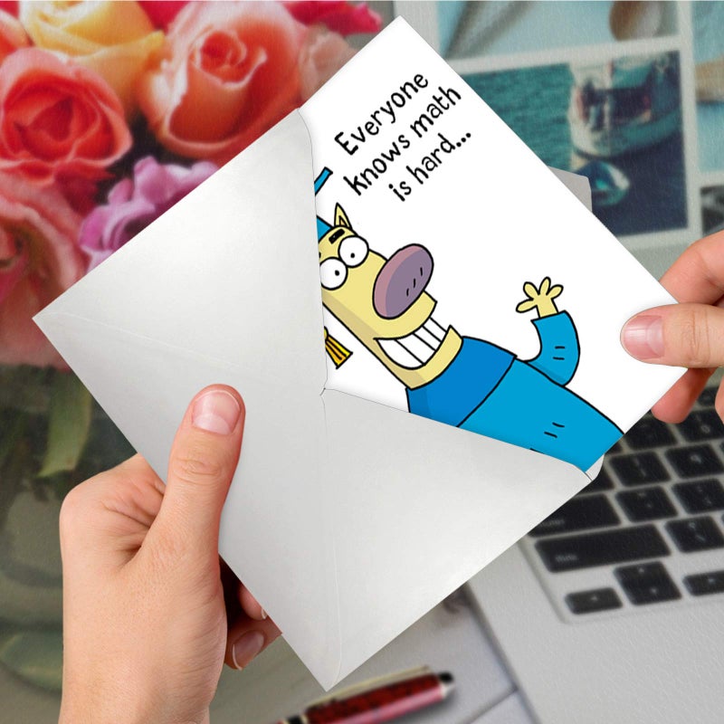 NobleWorks - 1 Happy Graduation Card Funny - Cartoon Card for Graduate, School or College, Humor Notecard with Envelope - Math is Hard C3626GDG - Image 5