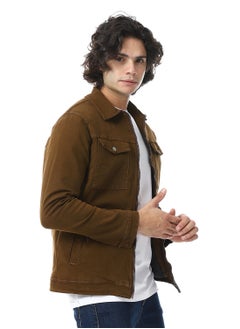 Andora Turn Down Collar Padded Gabardine Jacket_Brown  - Image 2