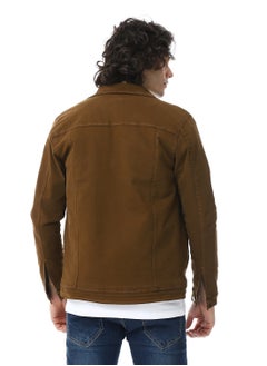 Andora Turn Down Collar Padded Gabardine Jacket_Brown  - Image 3
