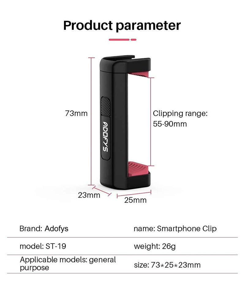 ADOFYS ST-19 Phone Tripod Mount with Cold Shoe Mount for Microphone LED Video Light 1/4'' Tripod Screw for iPhone12/ 11/Pro/10/8 Samsung Galaxy OnePlus Google Pixel Vlog Vlogging - Image 5