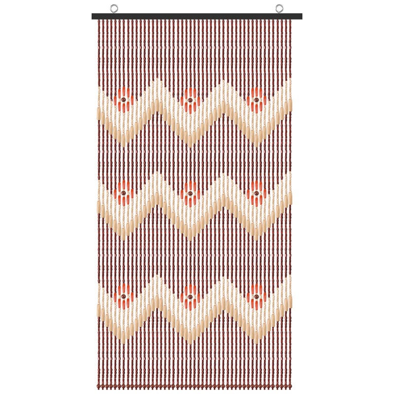 ANMINY Natural Wood Bamboo Beaded Curtain Wooden Hanging Room Divider Decorative Handmade Door Bead String Curtains Wall Panel Blinds for Doorway Restaurant Home Decor 35 by 76  Wave Flower