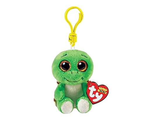 Ty Plush Key Ring Beanie Boos Clips Turtle Turbo Green and Brown with Gold Glitter Eyes The Plush with Big Sparkling Eyes 12 cm 35250 - Image 1
