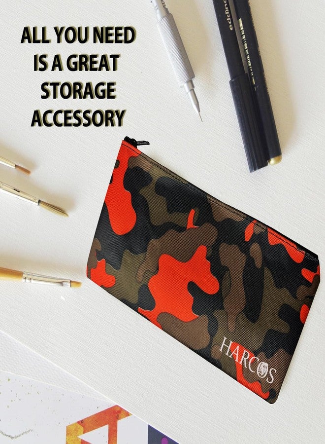Harcos Pencil Case Pencil Pouch Pencil Bag Leather Pen Case Small Zipper Pouch for Pencils, Pens, Markers, Makeups, Change, Coins - (Camo-Yellow) - Image 5