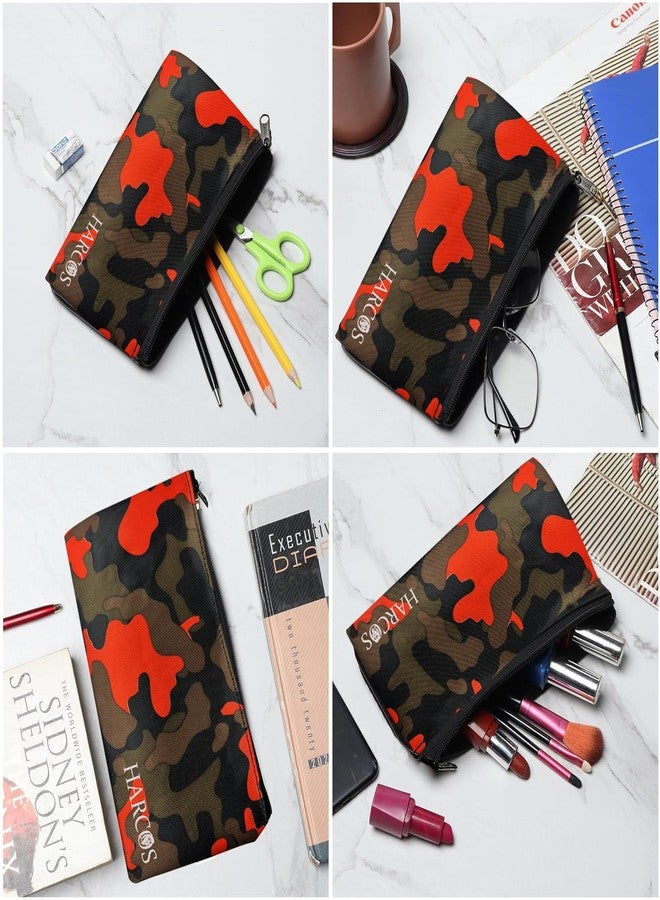 Harcos Pencil Case Pencil Pouch Pencil Bag Leather Pen Case Small Zipper Pouch for Pencils, Pens, Markers, Makeups, Change, Coins - (Camo-Yellow) - Image 2