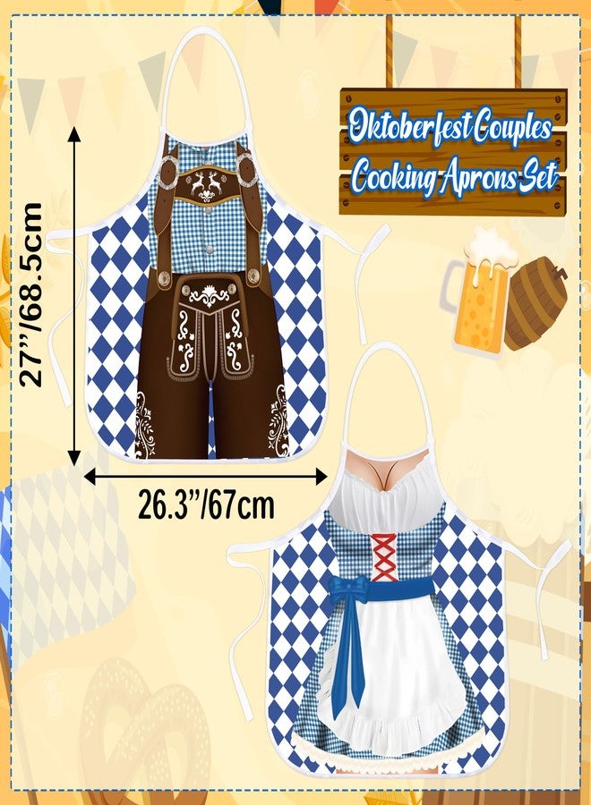 Freesdai Oktoberfest Decorations Aprons: German Party Funny Apron for Couples Women Men Ladies, Blue - Image 4