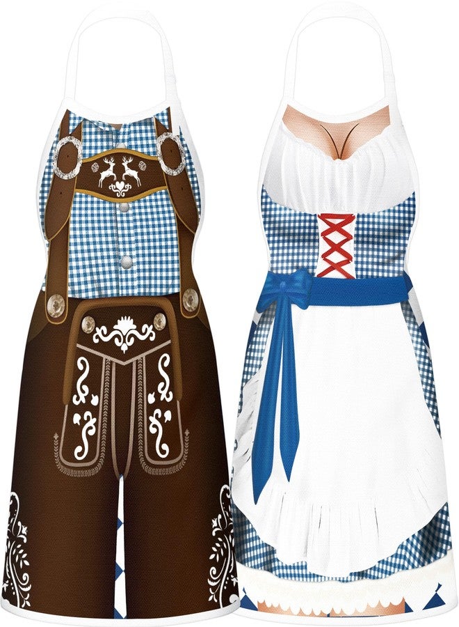 Freesdai Oktoberfest Decorations Aprons: German Party Funny Apron for Couples Women Men Ladies, Blue - Image 1