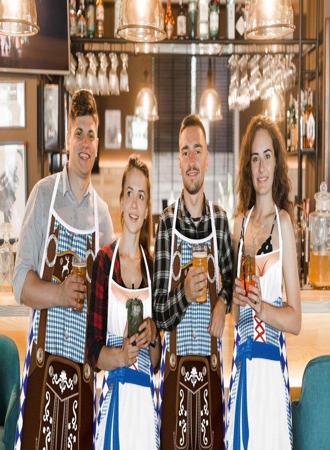 Freesdai Oktoberfest Decorations Aprons: German Party Funny Apron for Couples Women Men Ladies, Blue - Image 2