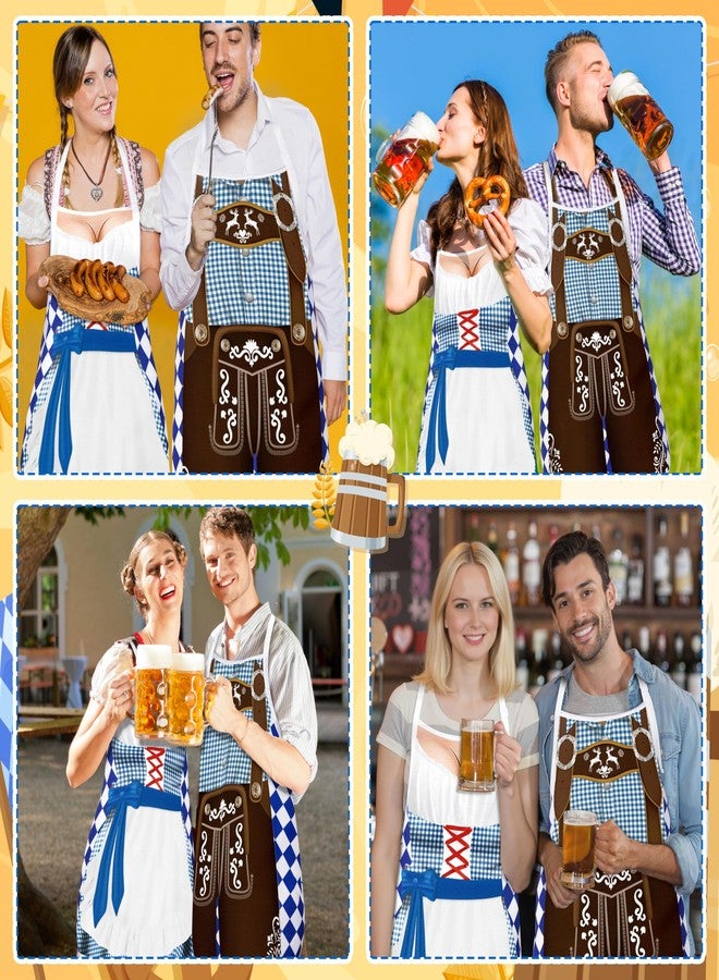 Freesdai Oktoberfest Decorations Aprons: German Party Funny Apron for Couples Women Men Ladies, Blue - Image 3