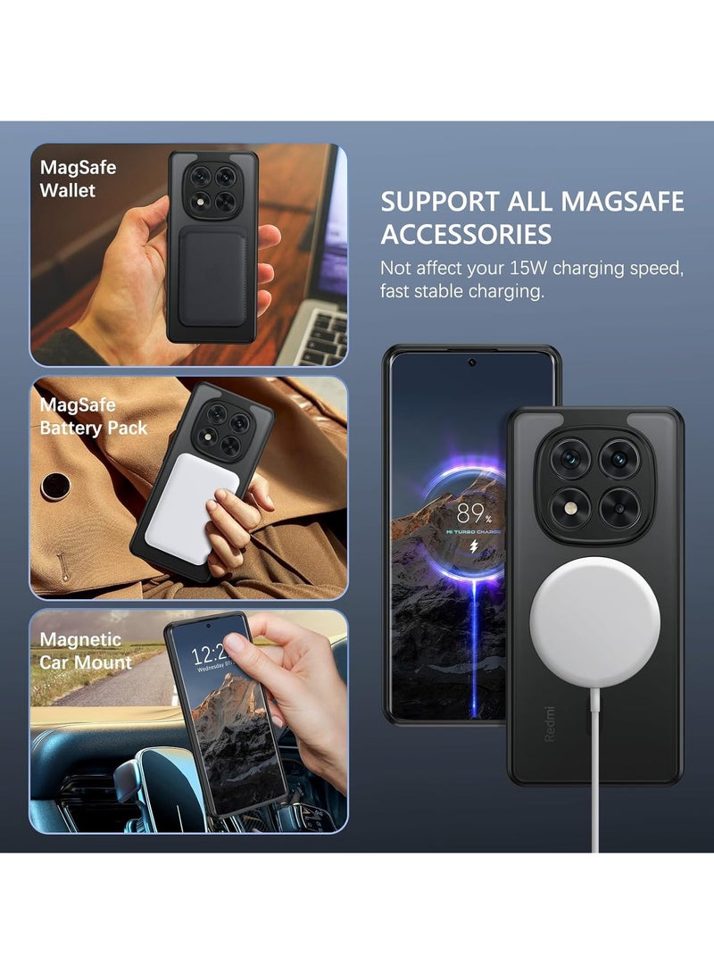 غطاء مغناطيسي لهاتف Xiaomi Redmi Note 14 Pro 5G / Xiaomi POCO X7، متوافق مع MagSafe، غطاء خلفي من TPU+PC مقاوم للصدمات مع ملمس مات، حماية ضد البصمات، تصميم نحيف يناسب الجهاز. - Image 2