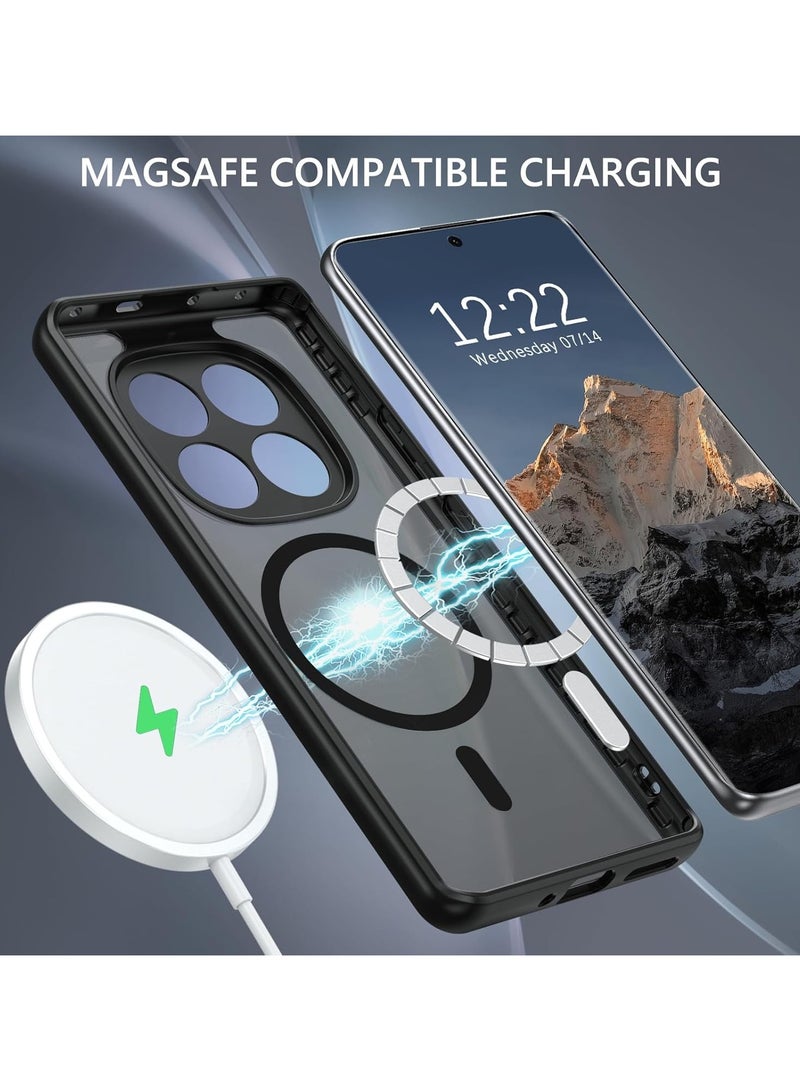 غطاء مغناطيسي لهاتف Xiaomi Redmi Note 14 Pro 5G / Xiaomi POCO X7، متوافق مع MagSafe، غطاء خلفي من TPU+PC مقاوم للصدمات مع ملمس مات، حماية ضد البصمات، تصميم نحيف يناسب الجهاز. - Image 3