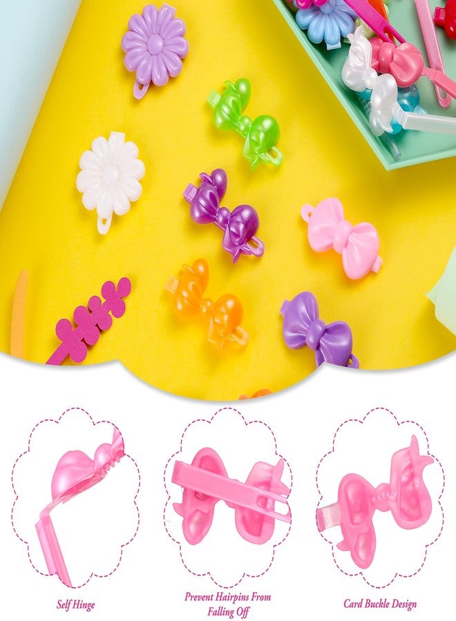 Janinka 72 Pieces Self Hinge Hair Barrettes: Plastic 80s 90s Cartoon Hairpins, Colorful Cute Barrettes for Toddlers (Multicolor) - Image 4