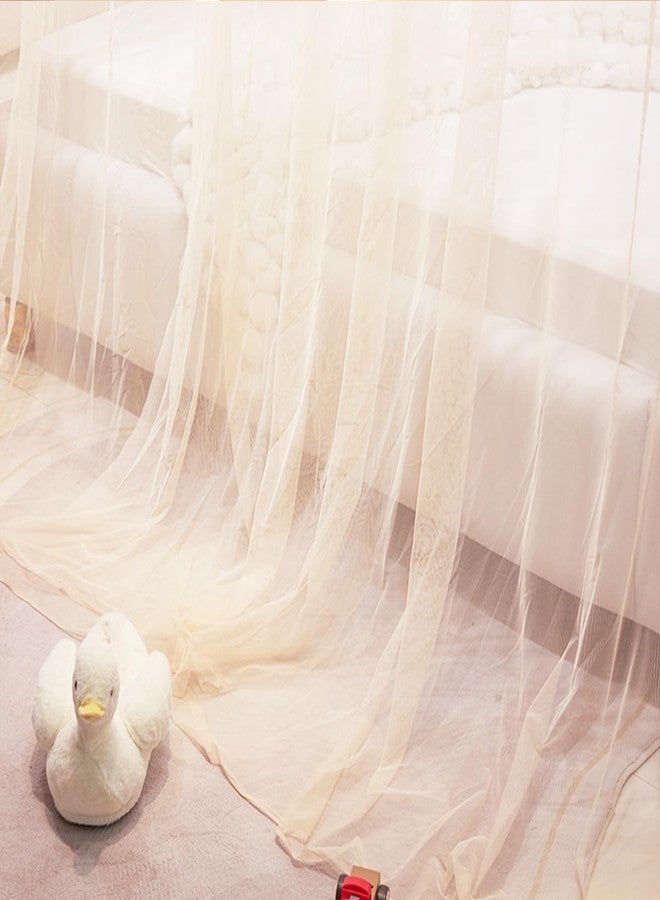Akiky Princess Canopy Bed Curtains 4 Corners Post Mosquito Net - Cozy Drape Netting 4 Opening Bed Canopy Curtain for Girls Bed Boys Adults (Queen,Beige) - Image 4