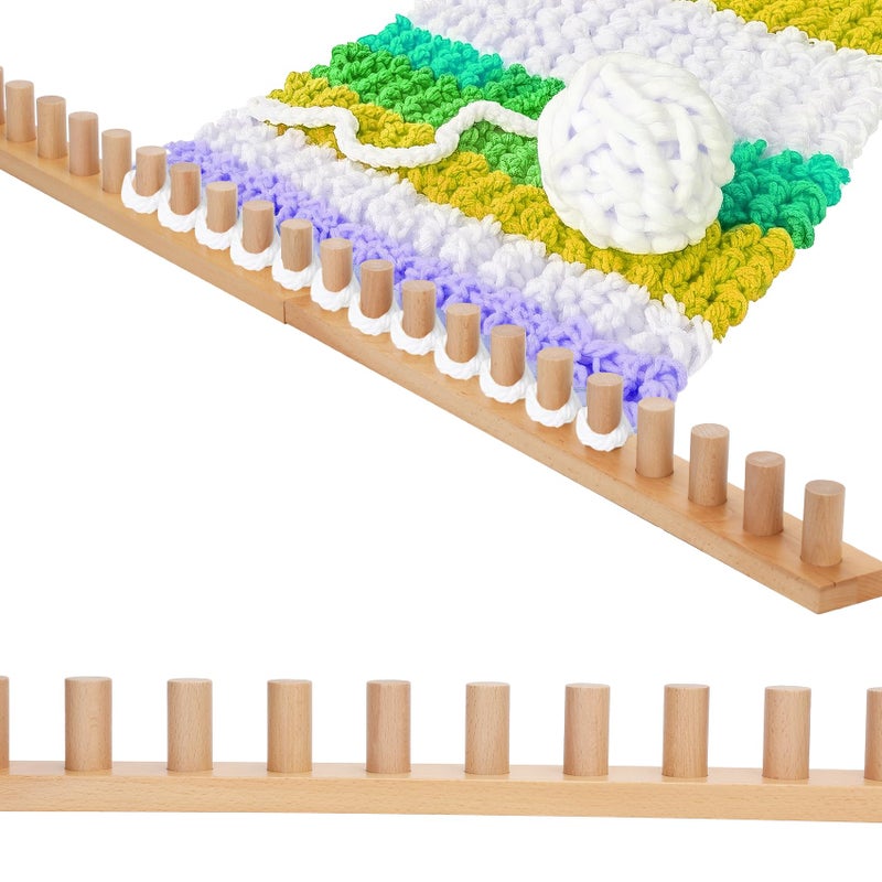 Sienson 52" Chunky Knitting Loom for Blanket Making â€“ Foldable Wood Frame, Portable DIY Hand Knitting Kit for Beginners, Reusable Blanket Loom for Bulky Yarn Crafts & Gifts - Image 1