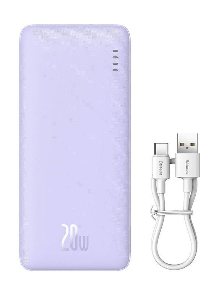 بيسوس باور بانك Baseus Airpow للشحن السريع 20 واط بسعة 20000mAh – إصدار بنفسجي نيبولا مع كيبل USB إلى Type-C أبيض بطول 50 سم 20000 mAh - Image 1