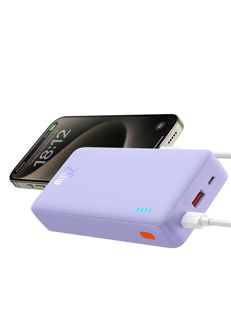 بيسوس باور بانك Baseus Airpow للشحن السريع 20 واط بسعة 20000mAh – إصدار بنفسجي نيبولا مع كيبل USB إلى Type-C أبيض بطول 50 سم 20000 mAh - Image 3