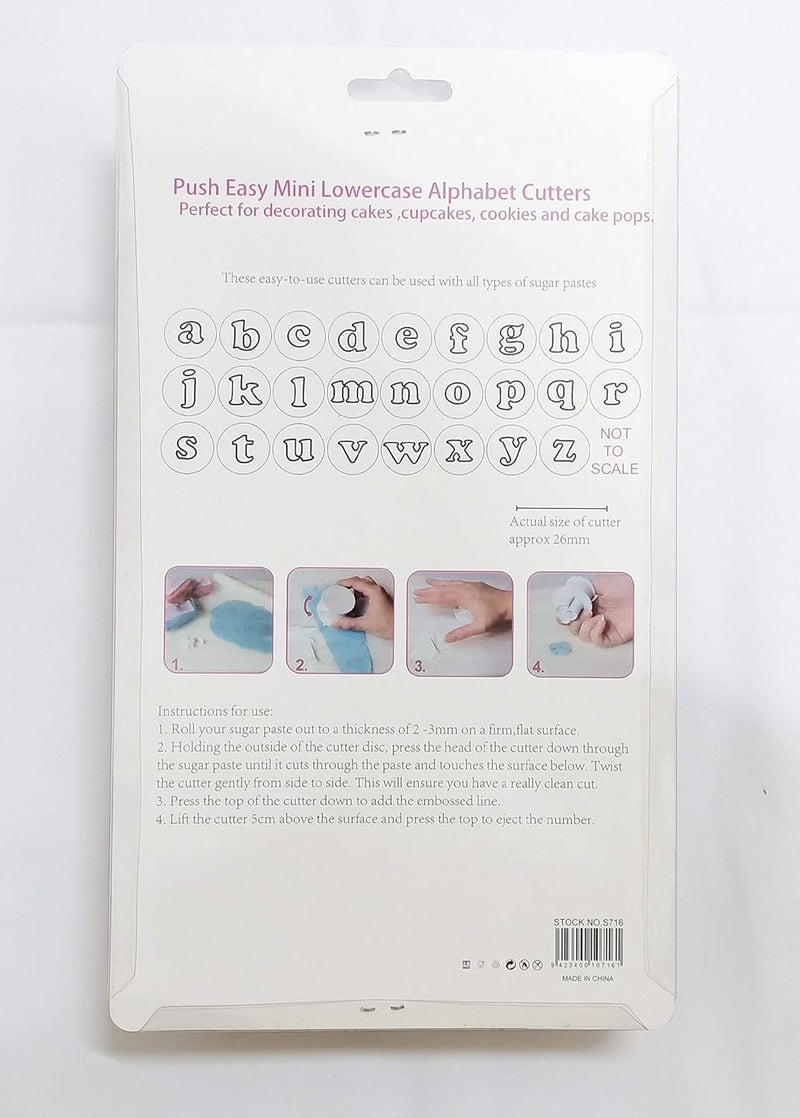 Bakers Pardise Lowercase Alphabet Letter Cookie Cutters Fondant Biscuit Cookie Stamp Impress Alphabet Letters Embosser Cutter Lower Case Letter Shape DIY Cookie Biscuit Plastic 26PCSSet - Image 2