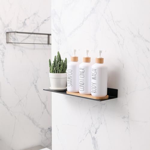 MOMEEMO White Shampoo and Conditioner Dispenser Set, Contains 3 Extra-Thick PET Plastic Bottles, Refillable Shampoo and Conditioner Bottles Perfect for Farmhouse Bathroom Decor. (White) - Image 2