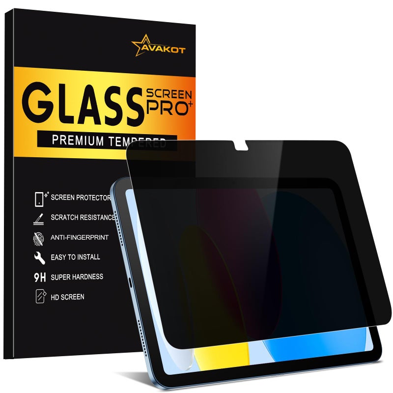 avakot Privacy Screen Protector for iPad 11th A16 2025, Anti-Spy Tempered Glass Film for iPad 10th Generation 10.9 Inch 2022, Private Touch Sensitive HD Clarity Screen Protector for i Pad A16, 1 Pack - Image 1
