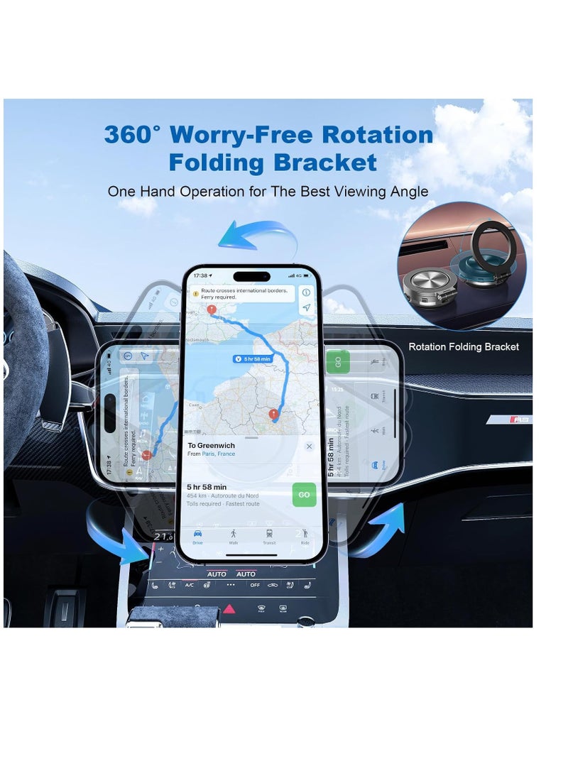 AMBERJACK - Upgraded 360° Adjustable Electric Vacuum Magnetic Suction Cup Phone Mount, Hands-Free Magnetic Cell Phone Holder for Car, Gym, Mirror, Smooth Surface, Compatible with Magsafe iPhone - Image 1