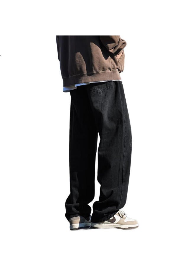 Swamp Area Retro Washed Men'S Jeans Spring Summer Loose High Street Straight Tube Casual Trousers K006 Black M - Image 3