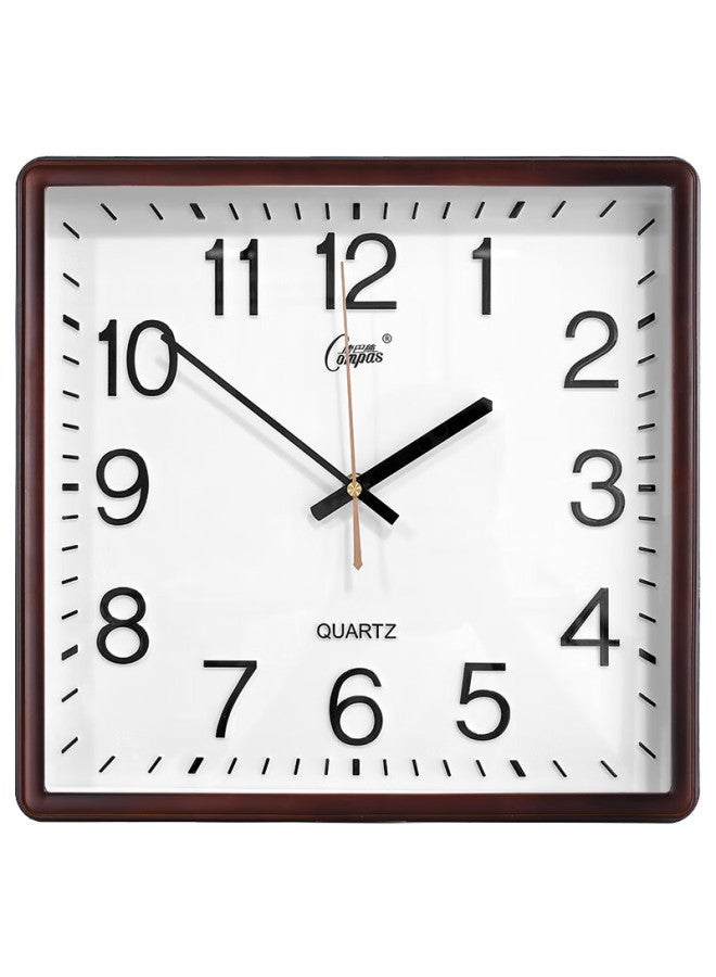 Compas Wall Clock Living Room Square Simple Clock New Quartz Clock Wall Clock 3375 Oak Color 34cm - Image 1