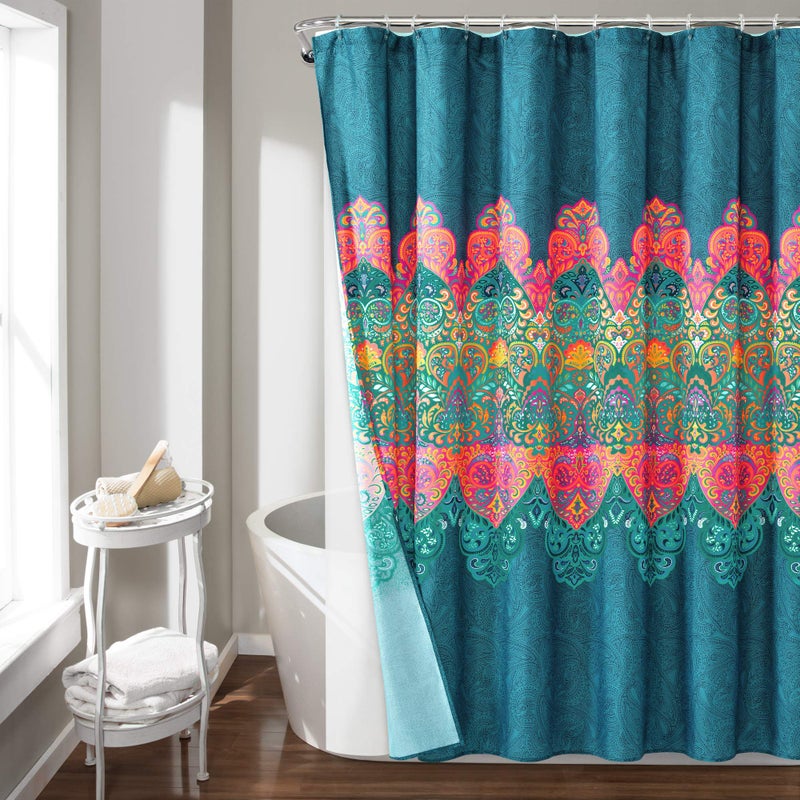 Lush Decor Boho Chic Polyester Shower Curtain 14Piece Set with PEVA Lining and Rings 72 x 72