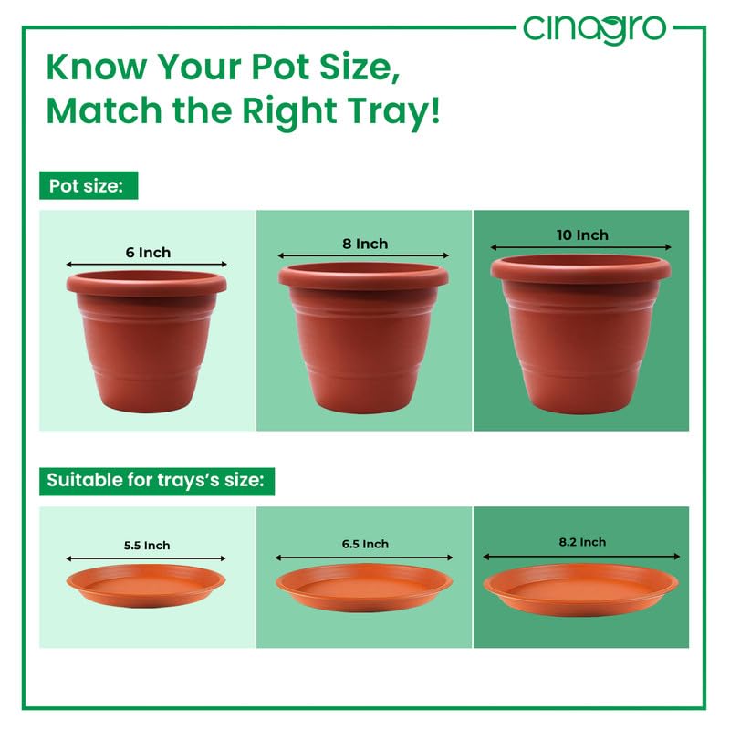 CINAGRO Plastic Round Pot, 6 inch - Pack of 3, Fits 5.5 inch Bottom Tray, Gamla Pot, UV Protected Planter, Heavy-Duty, Durable Plant Container, Gamla for Indoor Home Decor & Outdoor Garden - Image 5