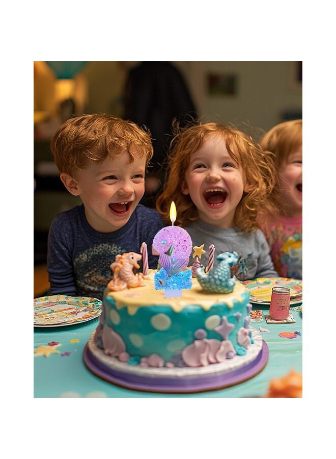 يُسلِّم شموع عيد ميلاد بطابع حورية البحر، لوازم حفلات أعياد الميلاد اللامعة للفتيات، ديكورات حفلات الذكرى السنوية (بطابع حورية البحر، رقم 2) - Image 5