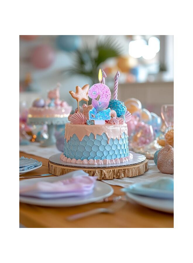 يُسلِّم شموع عيد ميلاد بطابع حورية البحر، لوازم حفلات أعياد الميلاد اللامعة للفتيات، ديكورات حفلات الذكرى السنوية (بطابع حورية البحر، رقم 2) - Image 3