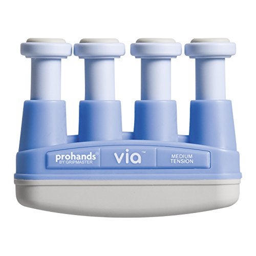 Prohands VIA Hand Exerciser, Finger Exerciser (Hand Grip Strengthener), Spring-Loaded, Finger-Piston System, Isolate and Exercise Each Finger, (6 lb Medium Tension, Blue-Via) - Image 1