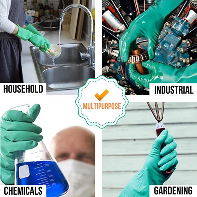 Satishve 15 Inch Long Reusable Chemical Acid Resistant Nitrile Hand Gloves - Gardening and Cleaning Gloves - Dish Washing Gloves, 1 Pair - Image 5
