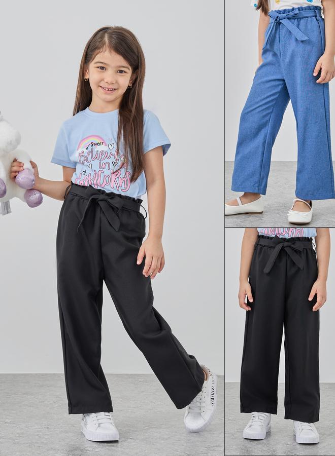 Take Two Pack of 2 - Solid Elastic Waist Straight Leg Pants - Image 1