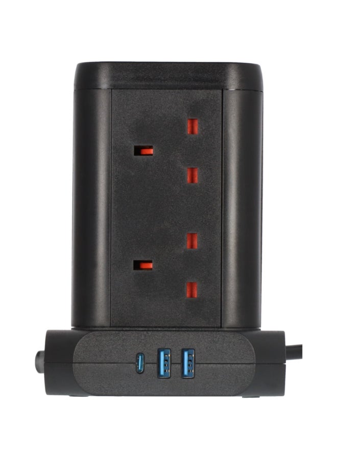 Brennenstuhl 8-Way Tower Socket Extension with Safety Fuse Button Black 2 m 1153563000 - Image 3