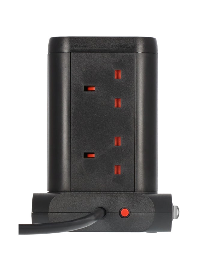 Brennenstuhl 8-Way Tower Socket Extension with Safety Fuse Button Black 2 m 1153563000 - Image 4