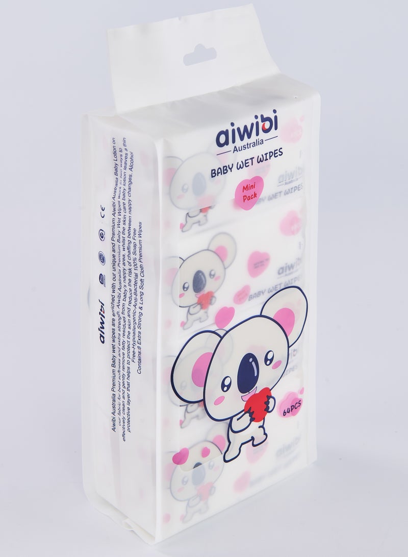 aiwibi Mini Baby Wet Wipe (8*8) 64Pcs - Image 2