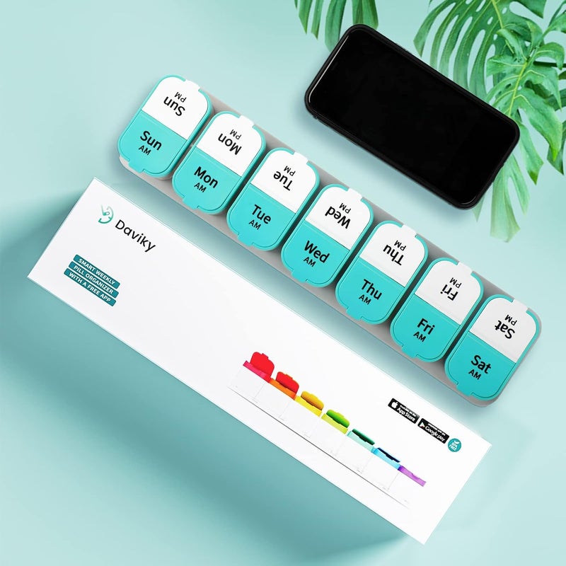 Daviky Large Weekly Pill Organizer 2 Times a Day for Vitamin, Medicine, Supplement | extra large capacity; large size; good quality; detachability; durability; easy to open and close; easy to use; practical - Image 3