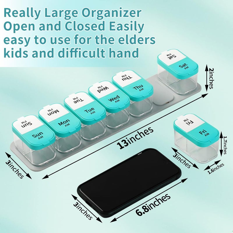 Daviky Large Weekly Pill Organizer 2 Times a Day for Vitamin, Medicine, Supplement | extra large capacity; large size; good quality; detachability; durability; easy to open and close; easy to use; practical - Image 4