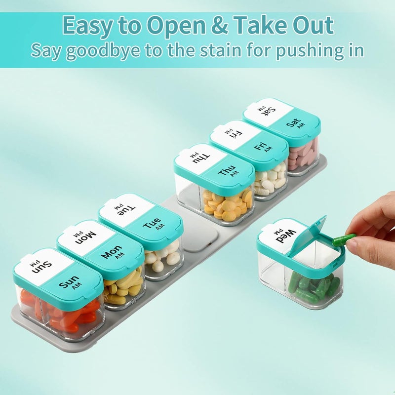 Daviky Large Weekly Pill Organizer 2 Times a Day for Vitamin, Medicine, Supplement | extra large capacity; large size; good quality; detachability; durability; easy to open and close; easy to use; practical - Image 5