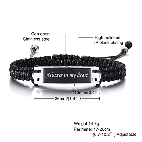 MPRAINBOW Cremation Memorial Urn Bracelet,Stainless Steel Cremation Manmade Braided Urn Bracelet Keepsake for Ashes, Free Fill Kit - Image 2