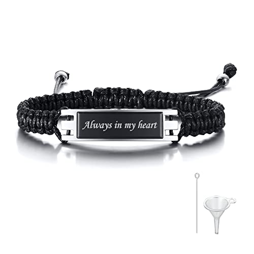 MPRAINBOW Cremation Memorial Urn Bracelet,Stainless Steel Cremation Manmade Braided Urn Bracelet Keepsake for Ashes, Free Fill Kit - Image 1