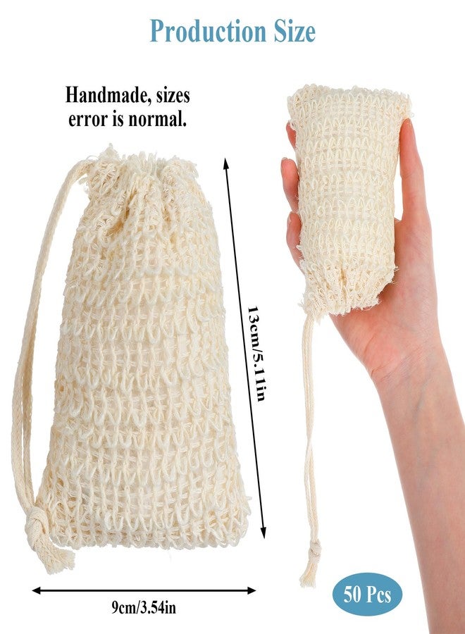 PercyEffie 50pcs Soap Saver Bag mesh soaps bags with Drawstring Exfoliating Pouch Sisal soaps bag loofah pouch soap savers for bar Foaming and Drying Exfoliating Net for Bath and Shower - Image 2