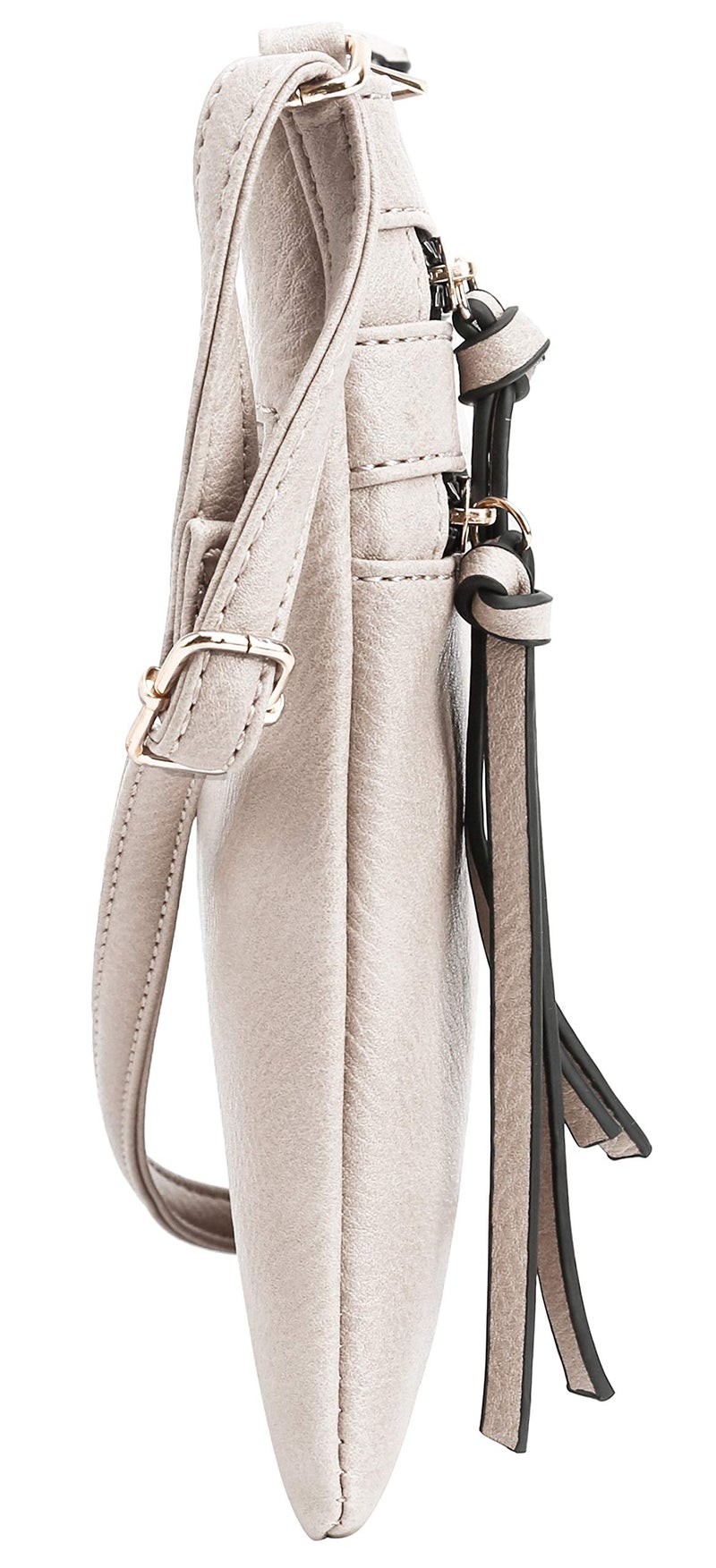 DELUXITY | Crossbody Purse Bag | Functional Multi Pocket Double Zipper Purse | Adjustable Strap | Medium Size Purse | Beige - Image 3