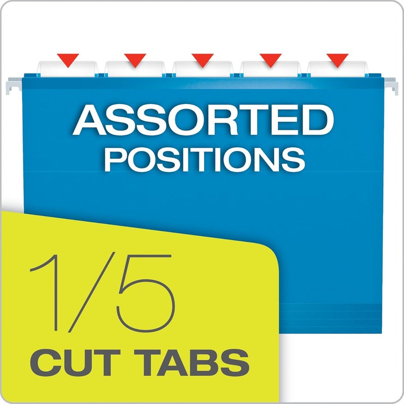 Pendaflex Reinforced Hanging File Folders, Letter Size, Blue, 1/5 Cut, 25/BX (4152 1/5 BLU) (Pack of 2) - Image 4