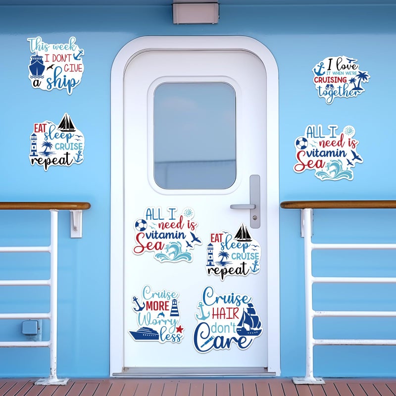 TREACLUB Cruise Ship Door Decorations, 10PCS Large Cruise Door Decorations Magnetic This Week Funny Carnival Cruise Magnets Cabin Magnets Birthday Magnets for Cruise Door Fridge Car Computer - Image 4