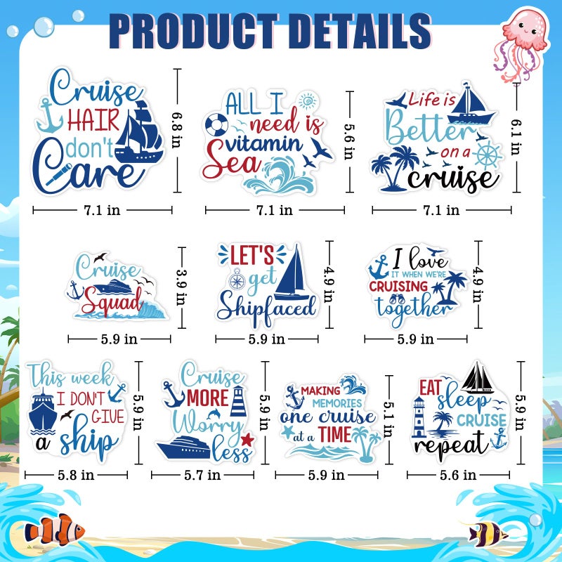TREACLUB Cruise Ship Door Decorations, 10PCS Large Cruise Door Decorations Magnetic This Week Funny Carnival Cruise Magnets Cabin Magnets Birthday Magnets for Cruise Door Fridge Car Computer - Image 2