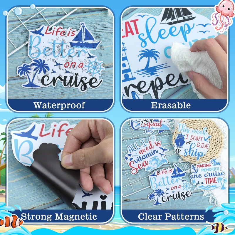 TREACLUB Cruise Ship Door Decorations, 10PCS Large Cruise Door Decorations Magnetic This Week Funny Carnival Cruise Magnets Cabin Magnets Birthday Magnets for Cruise Door Fridge Car Computer - Image 3