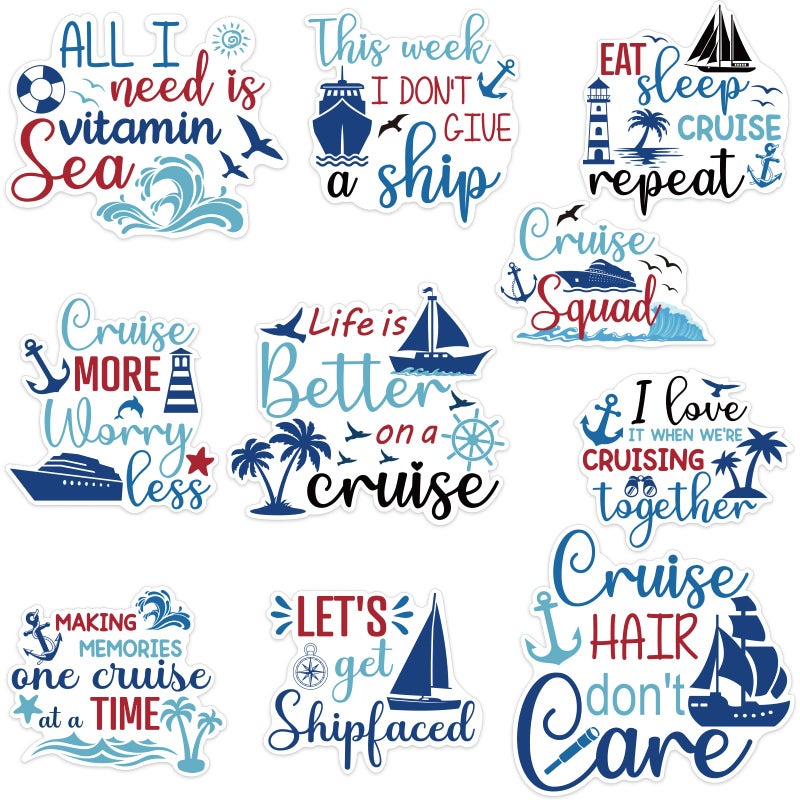 TREACLUB Cruise Ship Door Decorations, 10PCS Large Cruise Door Decorations Magnetic This Week Funny Carnival Cruise Magnets Cabin Magnets Birthday Magnets for Cruise Door Fridge Car Computer - Image 1
