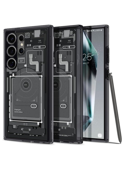 Compatible With Samsung Galaxy S24 Ultra Ultra Hybrid Case Designed (Zero One Black)