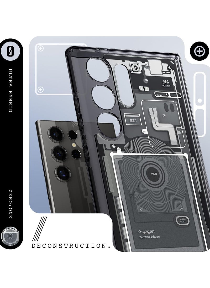 ماركة غير محددة - متوافق مع سامسونج جالكسي اس 24 ألترا (Samsung Galaxy S24 Ultra) حافظة هجينة فائقة التصميم (صفر واحد أسود) - Image 1