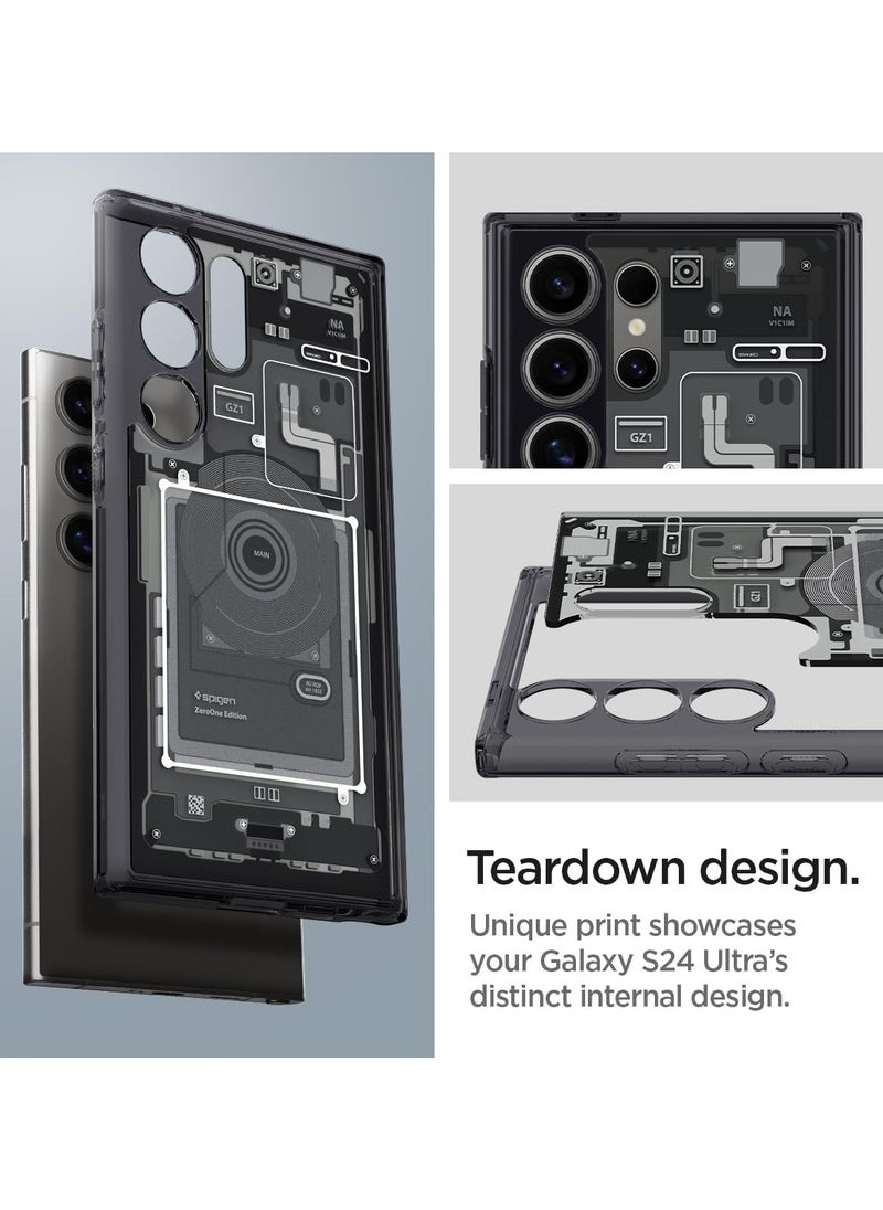 ماركة غير محددة - متوافق مع سامسونج جالكسي اس 24 ألترا (Samsung Galaxy S24 Ultra) حافظة هجينة فائقة التصميم (صفر واحد أسود) - Image 1